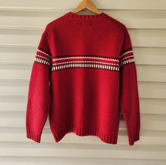 Vintage American Eagle red wool sweater fair isle - Picture 9 of 10